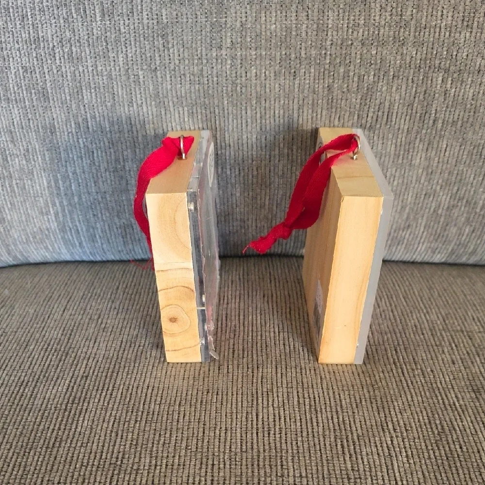 Red Plaid Best Friend Photo Frame Ornament Set, New, 4×4 Inch By Mudpie